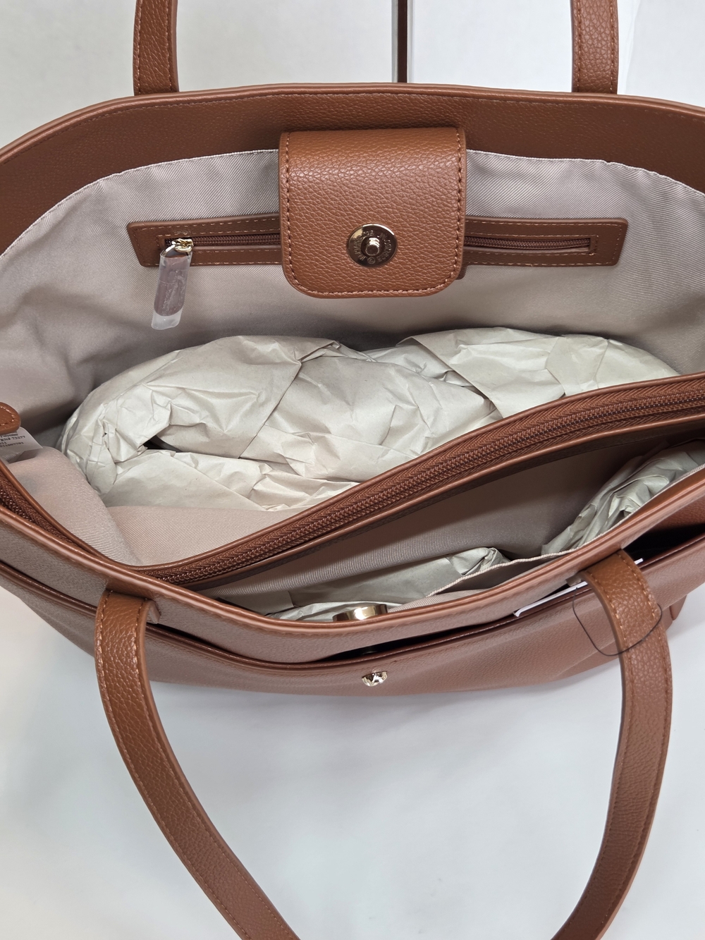 LC Lauren Conrad Cognac Brown Pebbled Tote - Picture 11 of 14